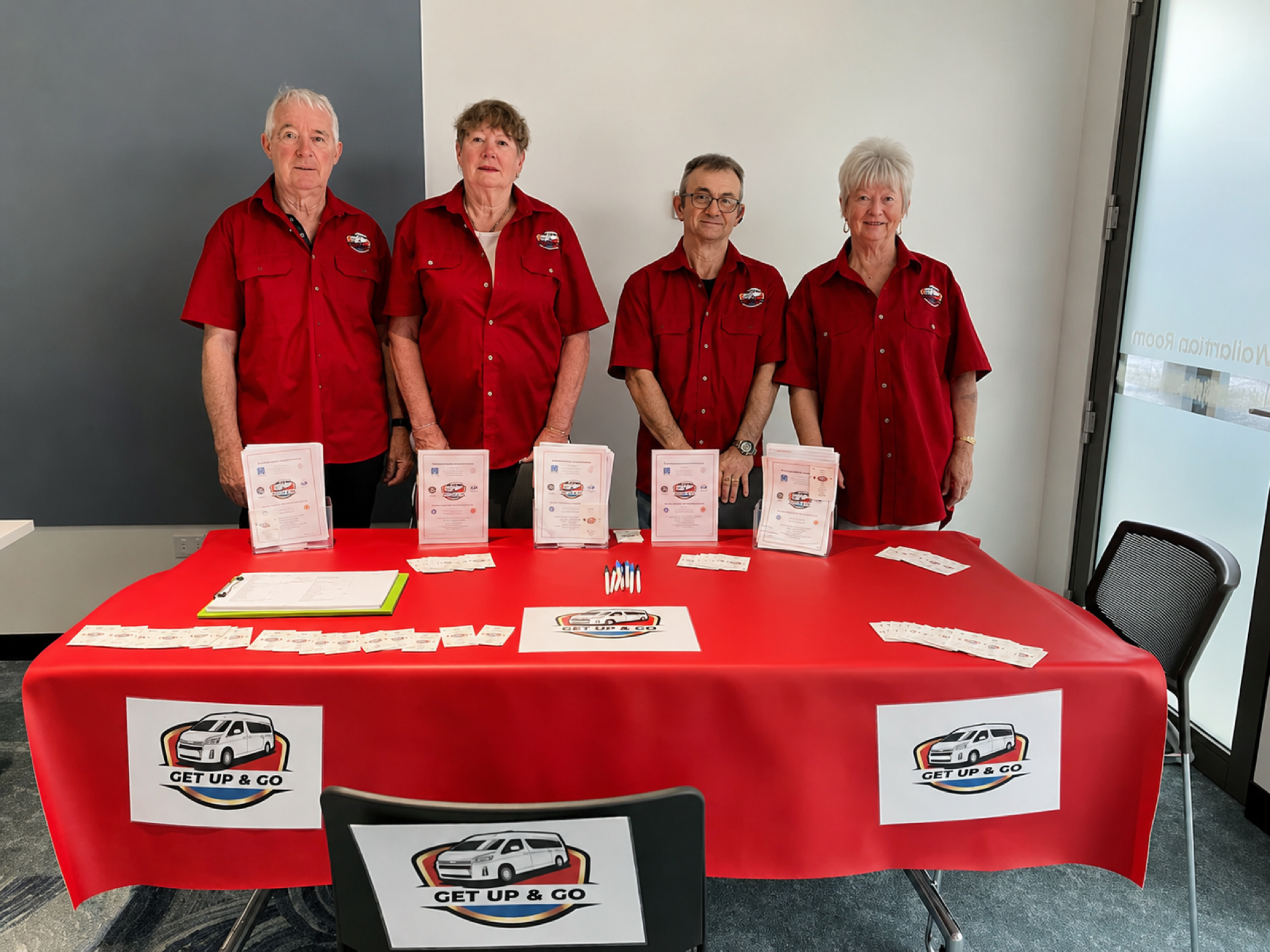 Get Up & Go team members ready to help with transport and travel assistance